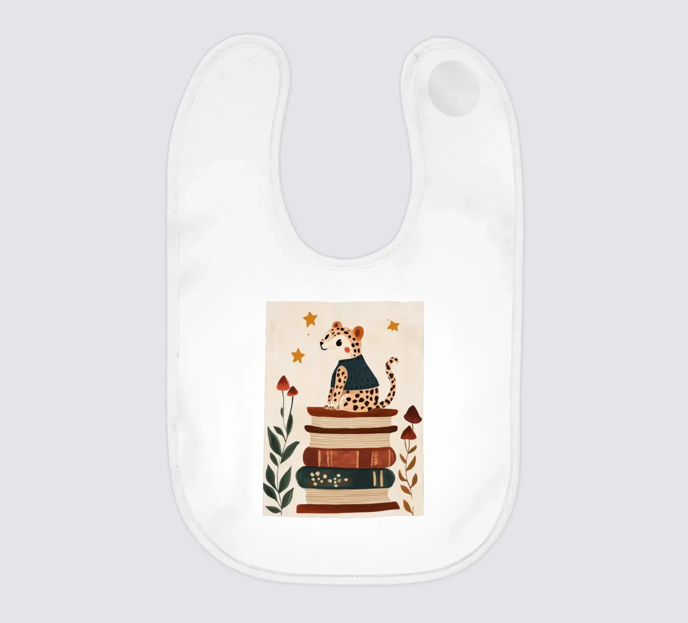 Book Stack Leopard baby bib by Kiki