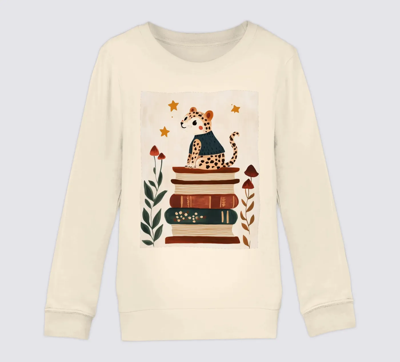 Book Stack Leopard kinder sweatshirt van Kiki