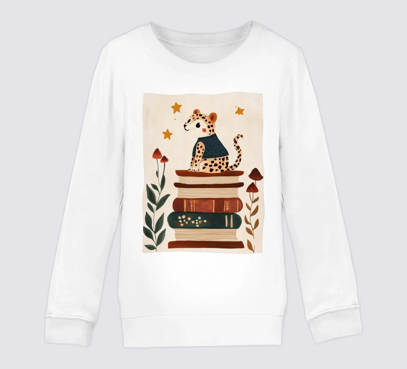 Book Stack Leopard kinder sweatshirt van Kiki