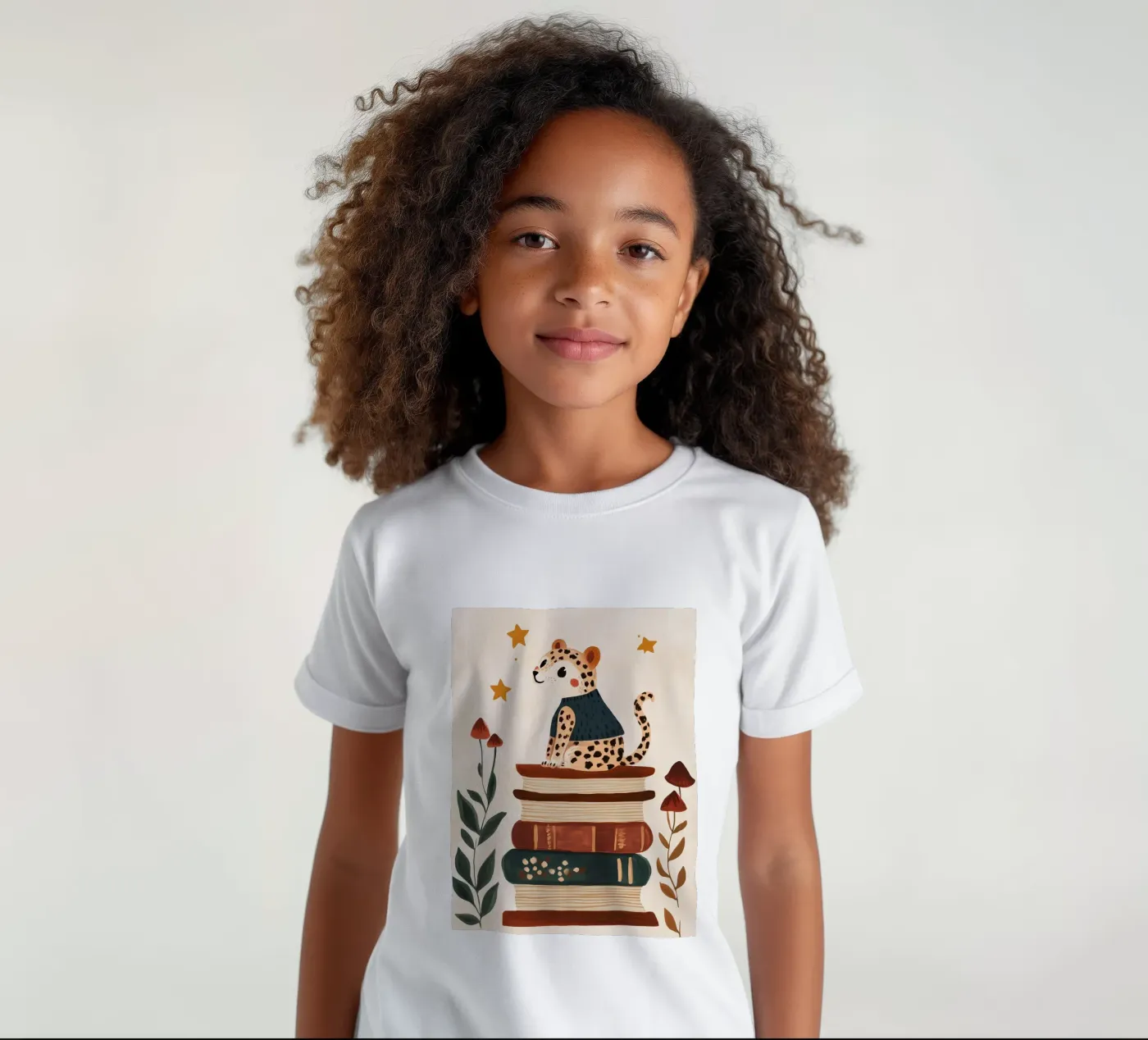 Book Stack Leopard Kinder T-Shirt von Kiki