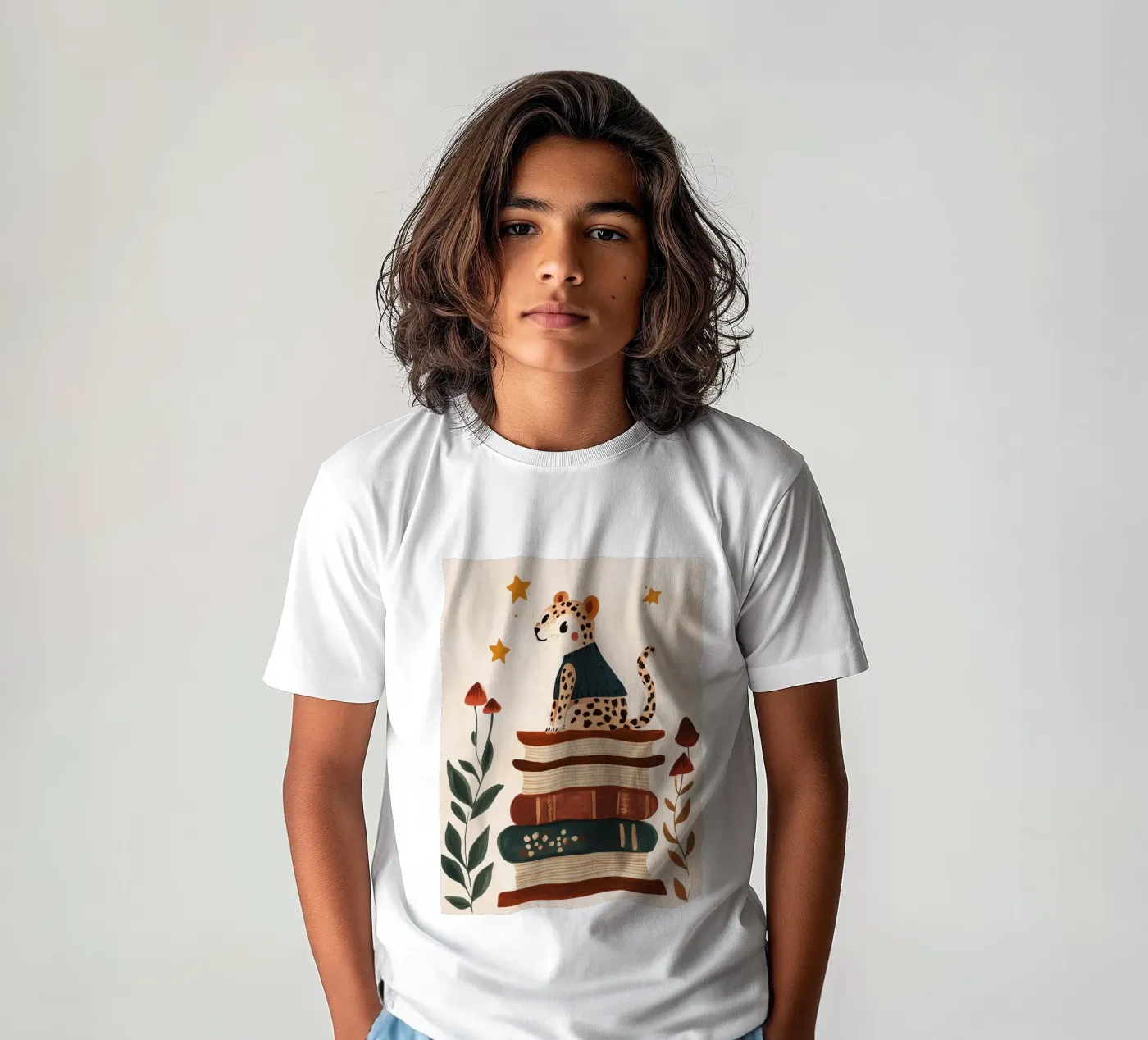 Book Stack Leopard Kinder T-Shirt von Kiki