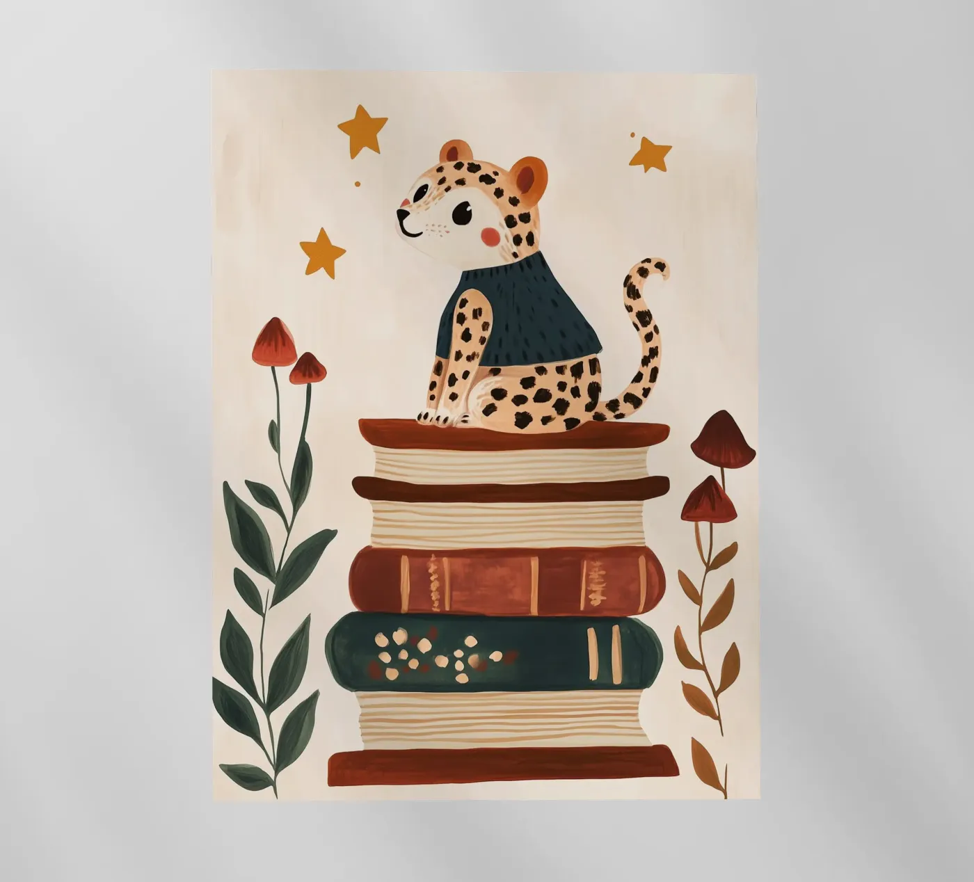 Book Stack Leopard Backlit Folie von Kiki