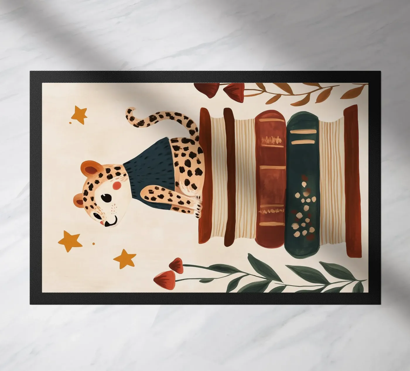 Book Stack Leopard paillasson de Kiki