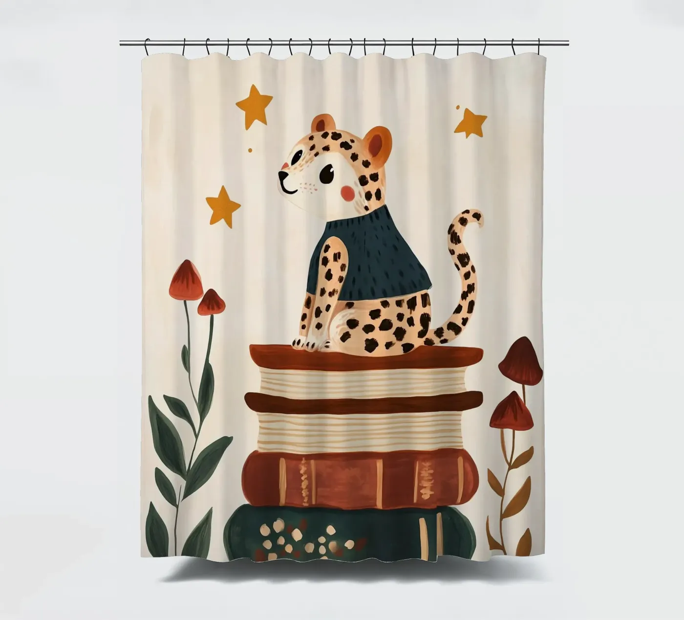 Book Stack Leopard douchegordijn van Kiki