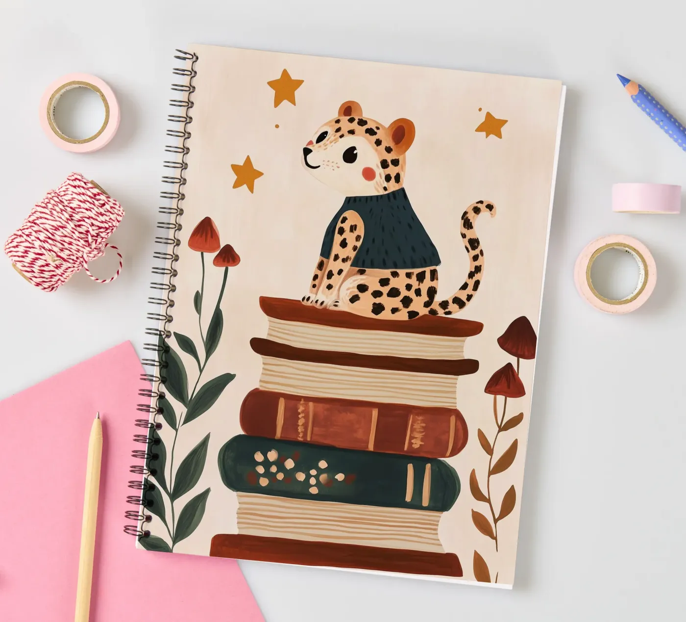 Book Stack Leopard Ringbuch von Kiki