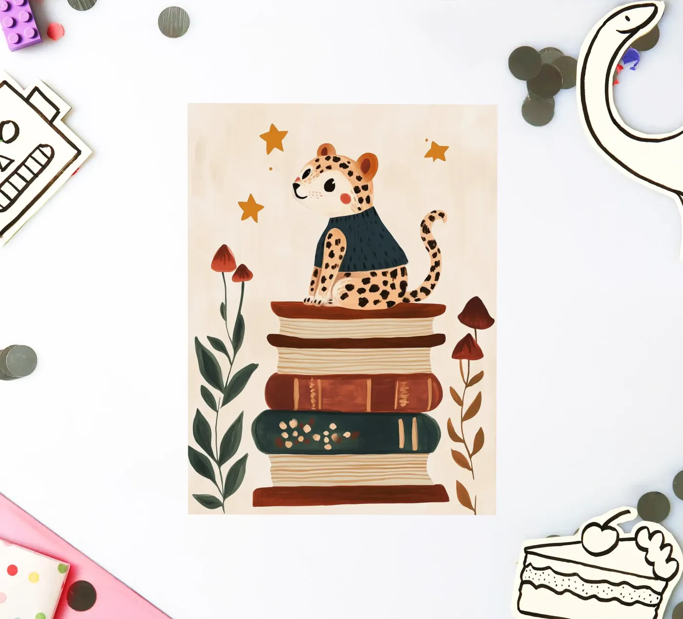 Book Stack Leopard Sticker von Kiki