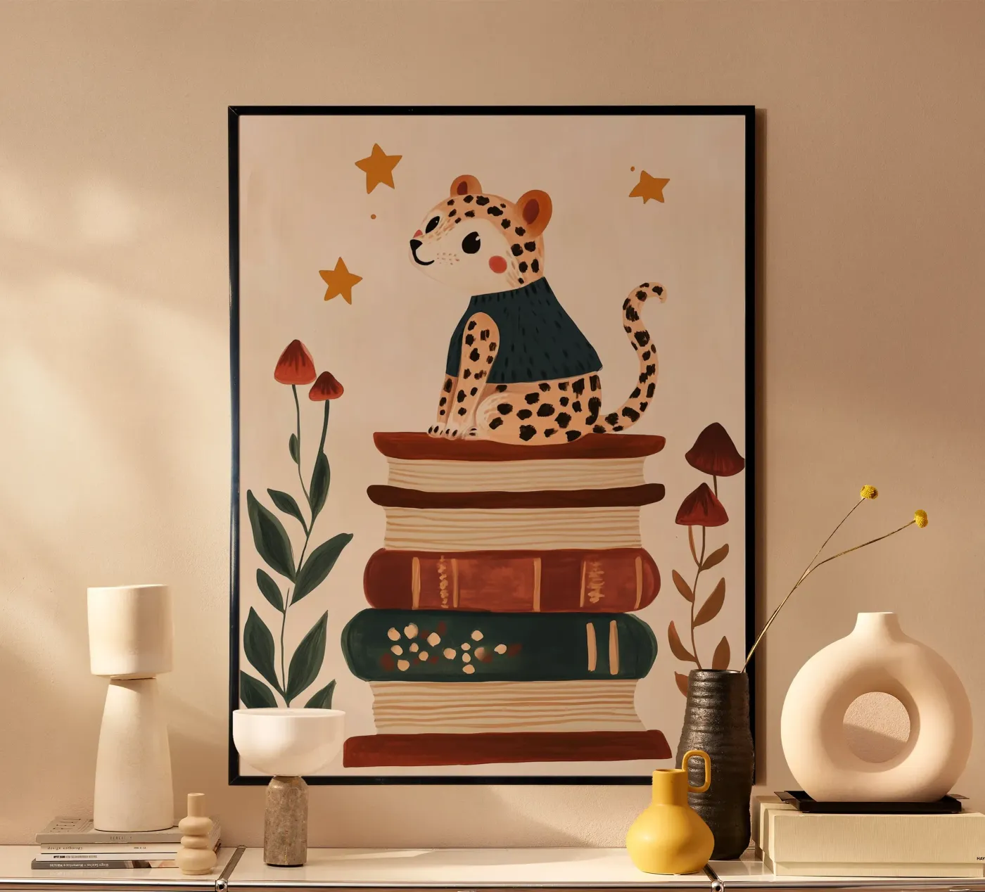 Book Stack Leopard Poster von Kiki