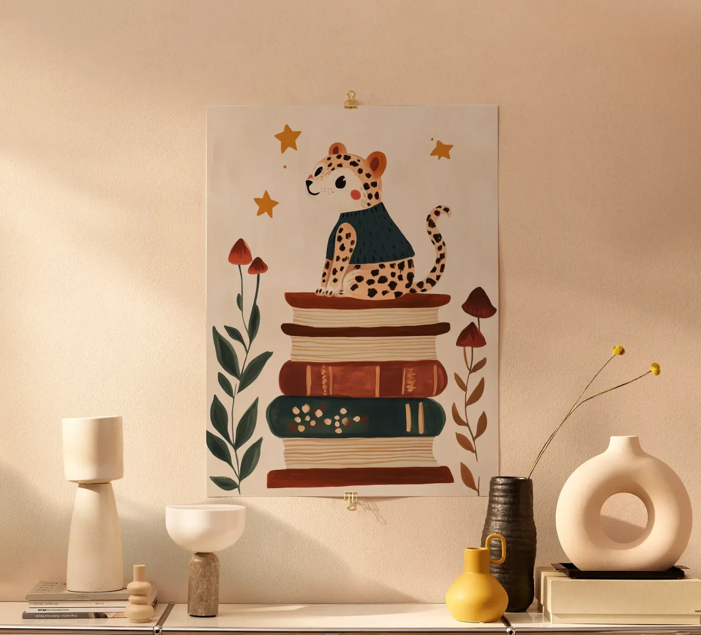 Book Stack Leopard Poster von Kiki