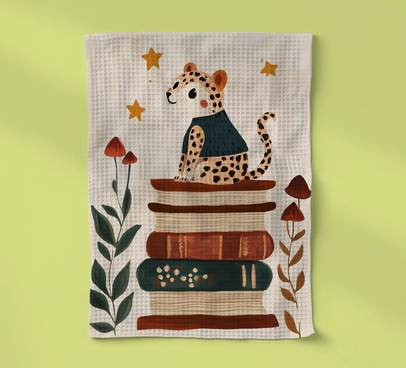 Book Stack Leopard Geschirrtuch von Kiki