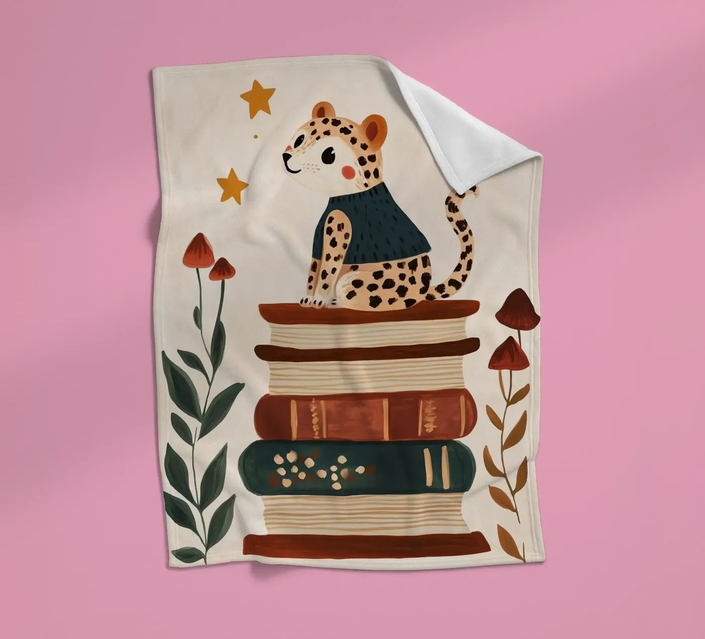 Book Stack Leopard fleecedeken van Kiki