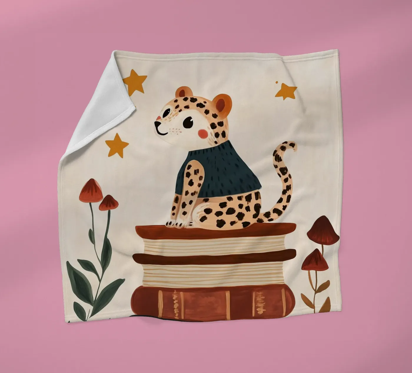 Book Stack Leopard fleecedeken van Kiki