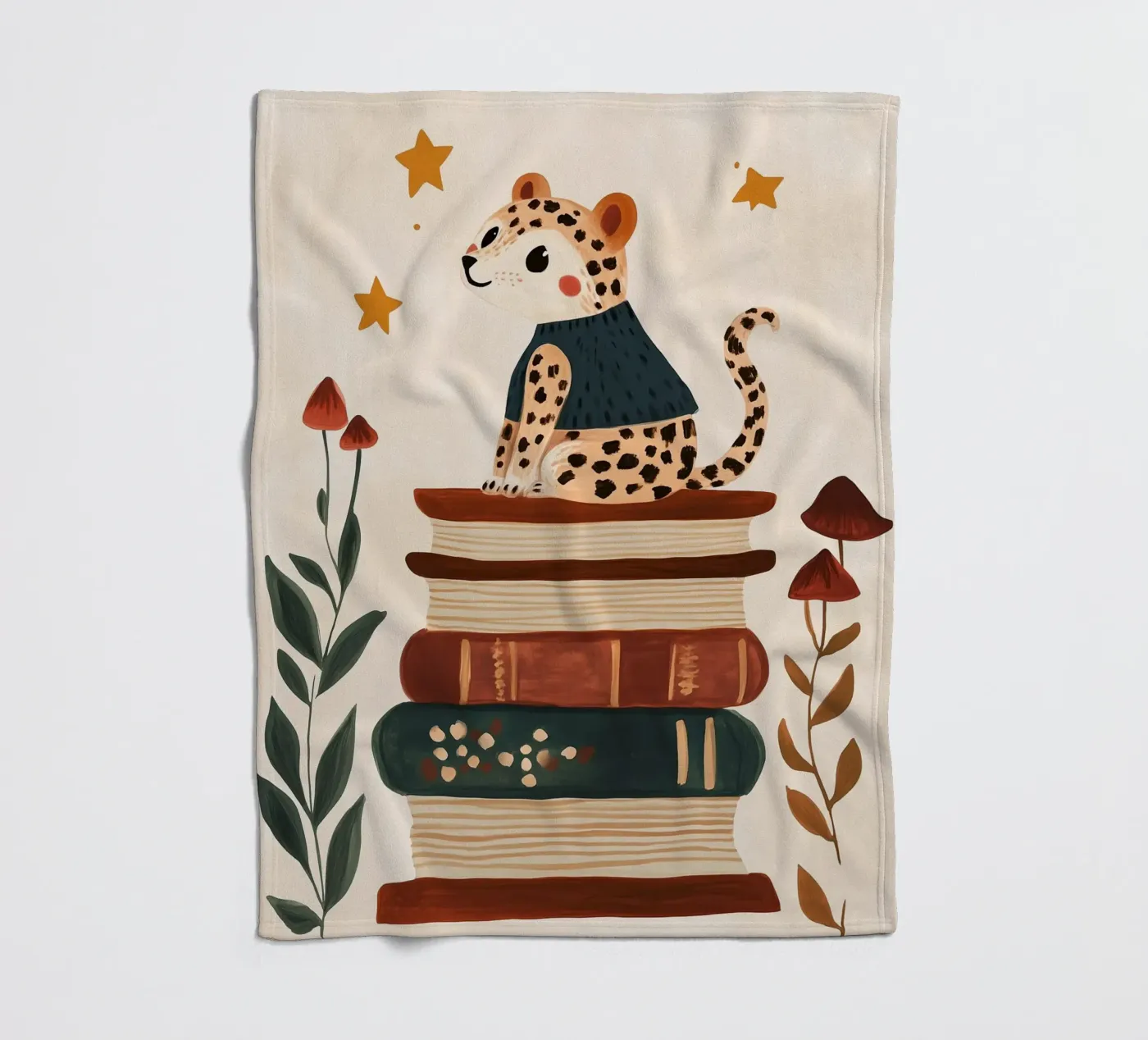 Book Stack Leopard fleecedeken van Kiki