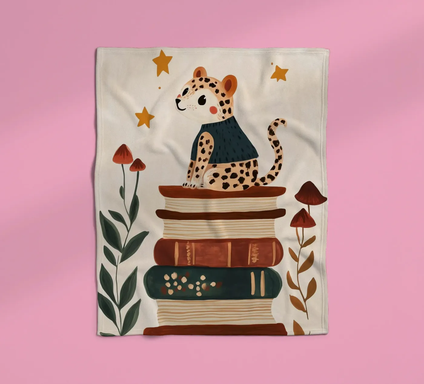 Book Stack Leopard fleecedeken van Kiki