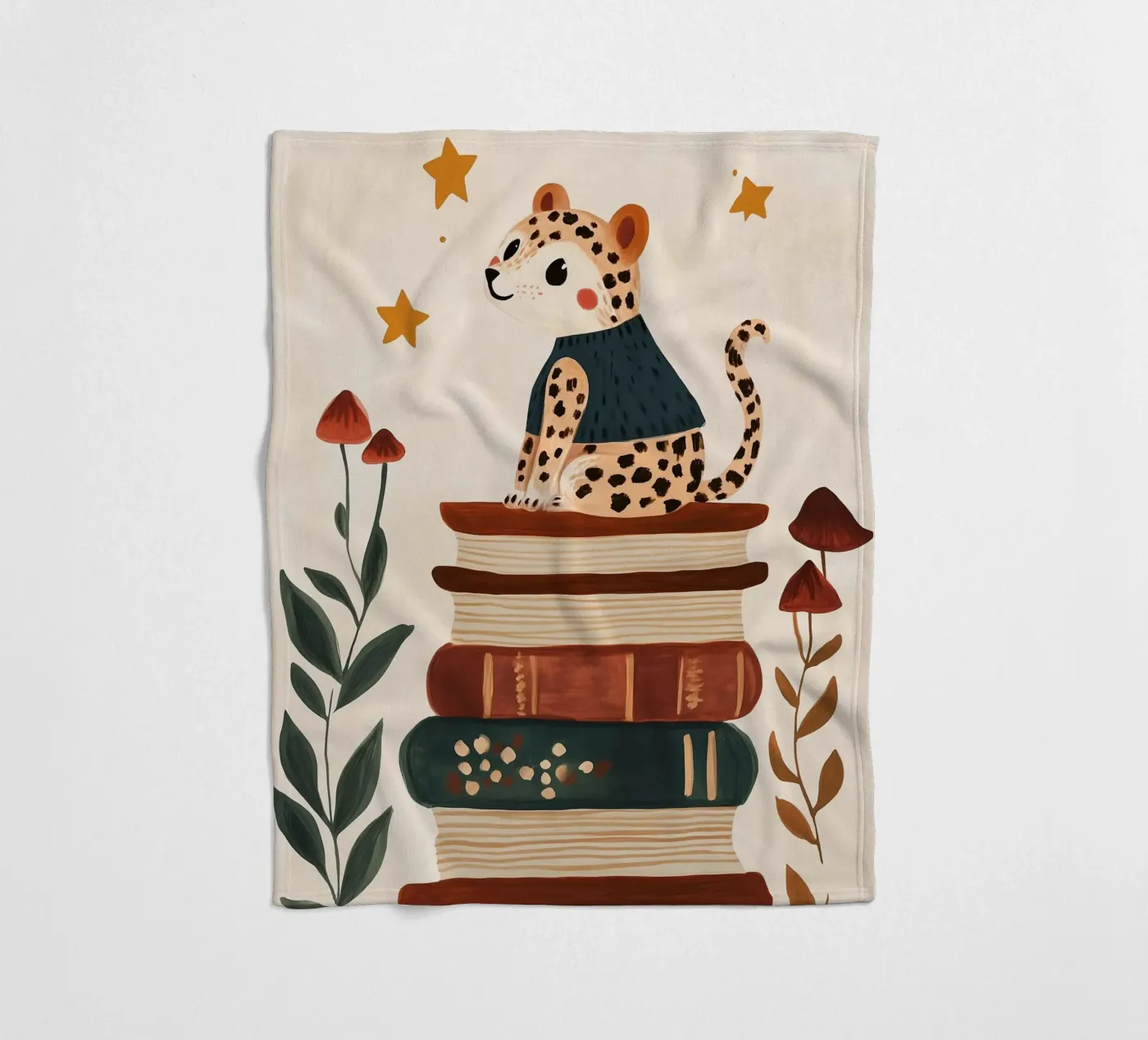 Book Stack Leopard fleecedeken van Kiki