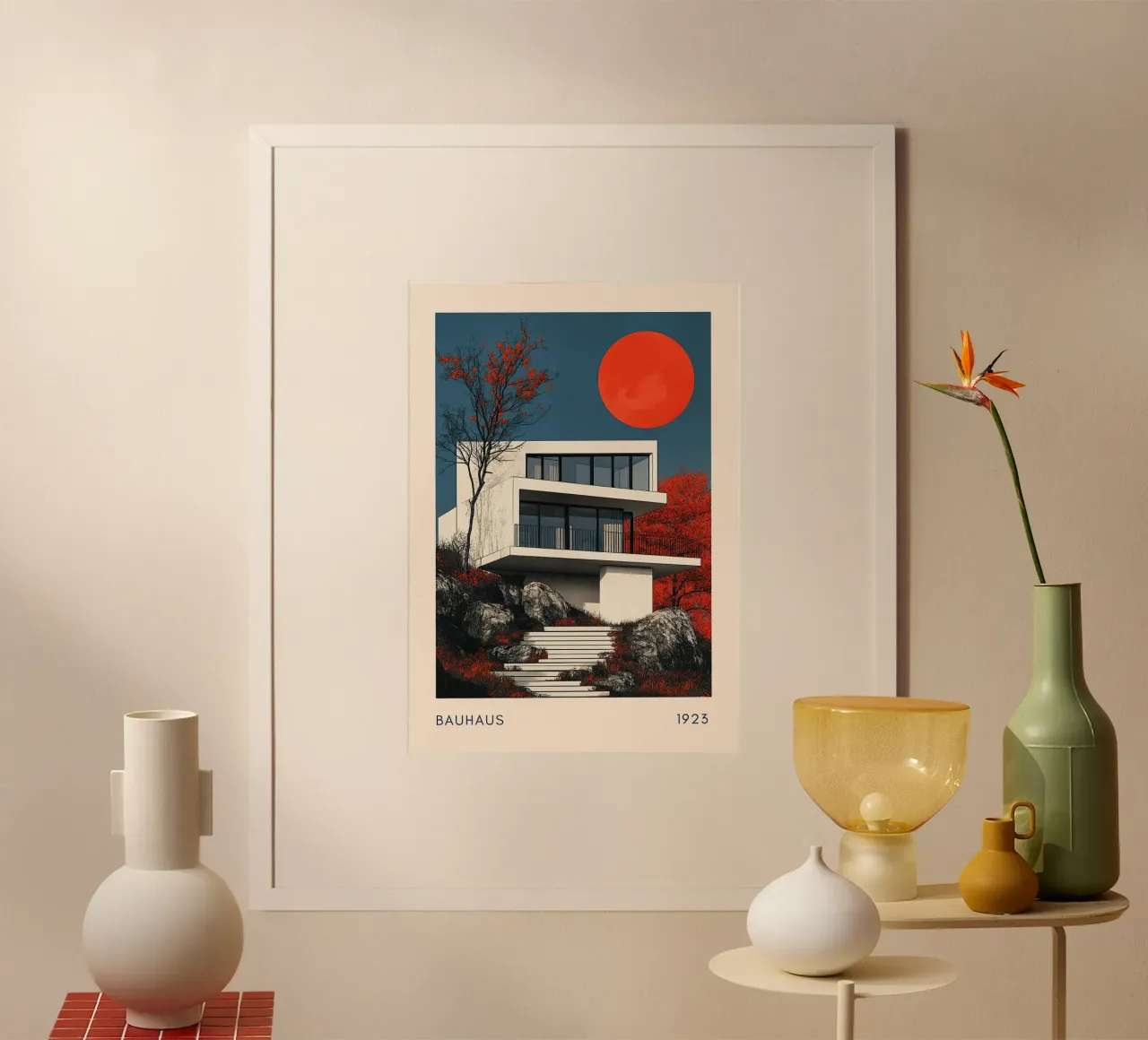 Architettura Bauhaus II poster con telaio in legno da Nikis Art Studio