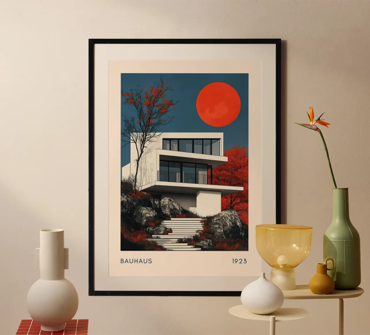 Architettura Bauhaus II poster con telaio in legno da Nikis Art Studio
