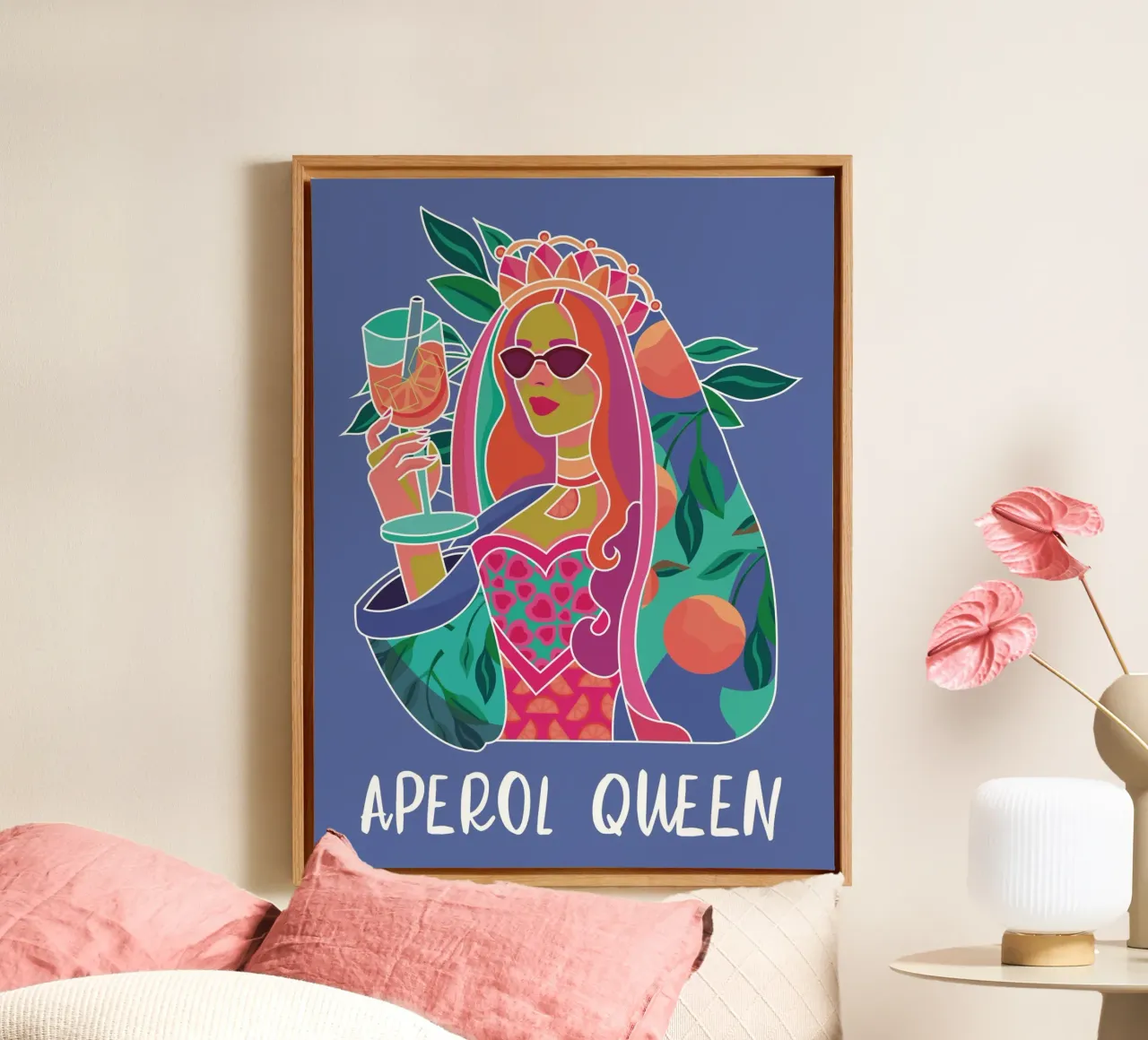 Aperol Queen Pop tela con Cornice a cassetta da Ana Paniagua Design