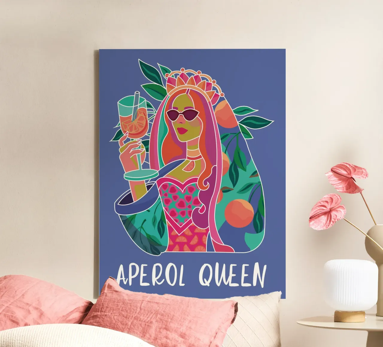 Aperol Queen Pop tela con Cornice a cassetta da Ana Paniagua Design