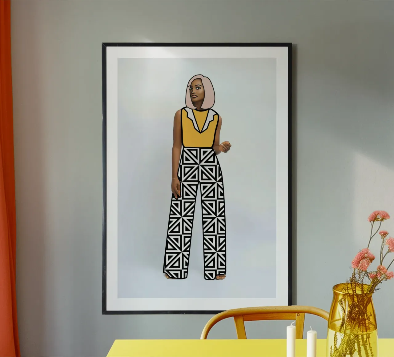 Pantaloni a scacchi poster con telaio in alluminio da amini54