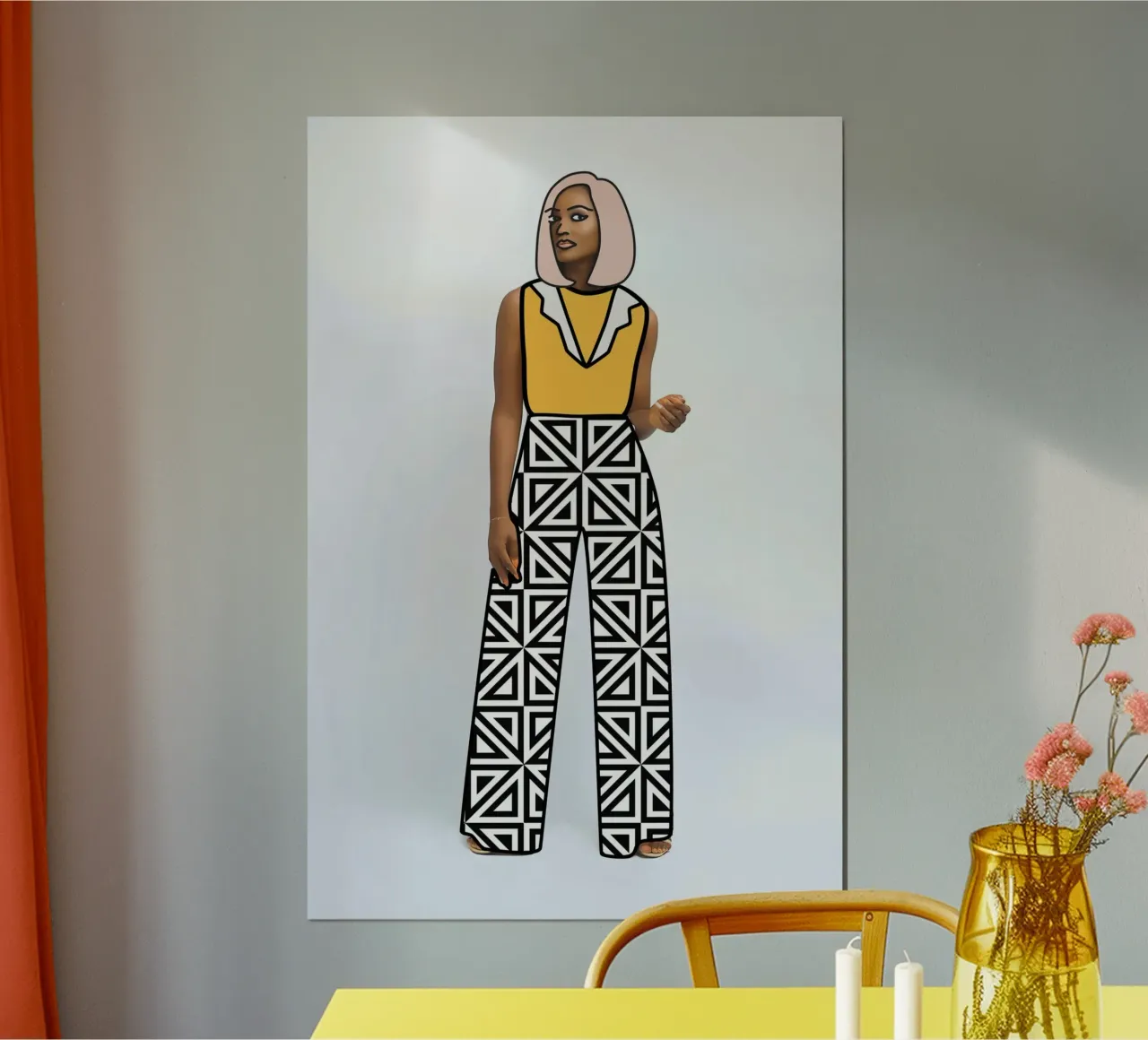 Pantaloni a scacchi poster con telaio in alluminio da amini54