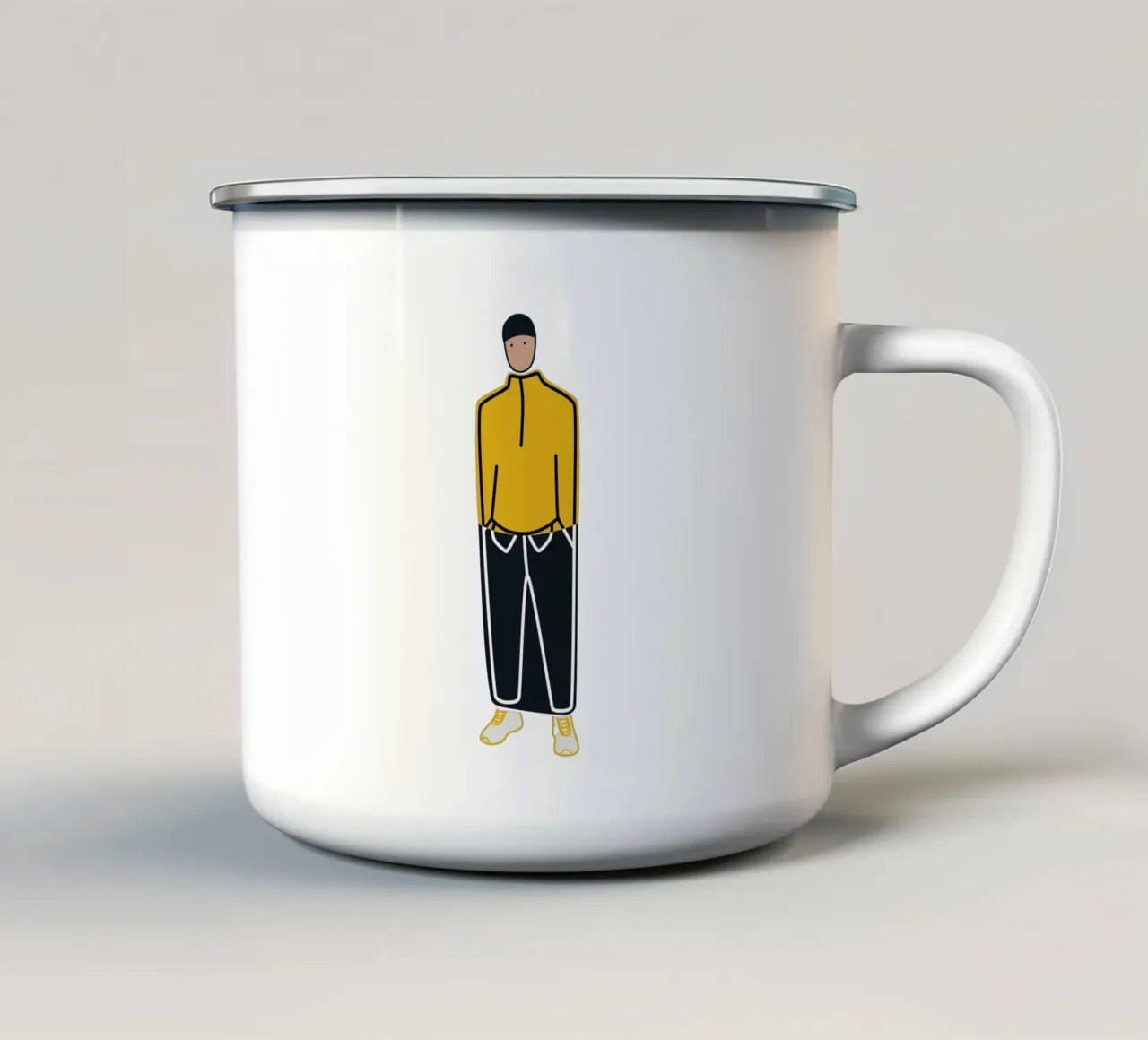 Hands in Pockets enamel mug by amini54