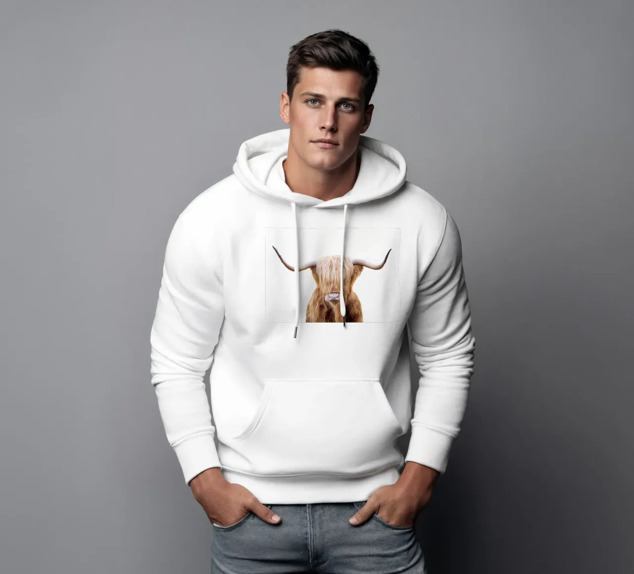 Mucca delle Highlands I felpa con cappuccio da Victoria Frost