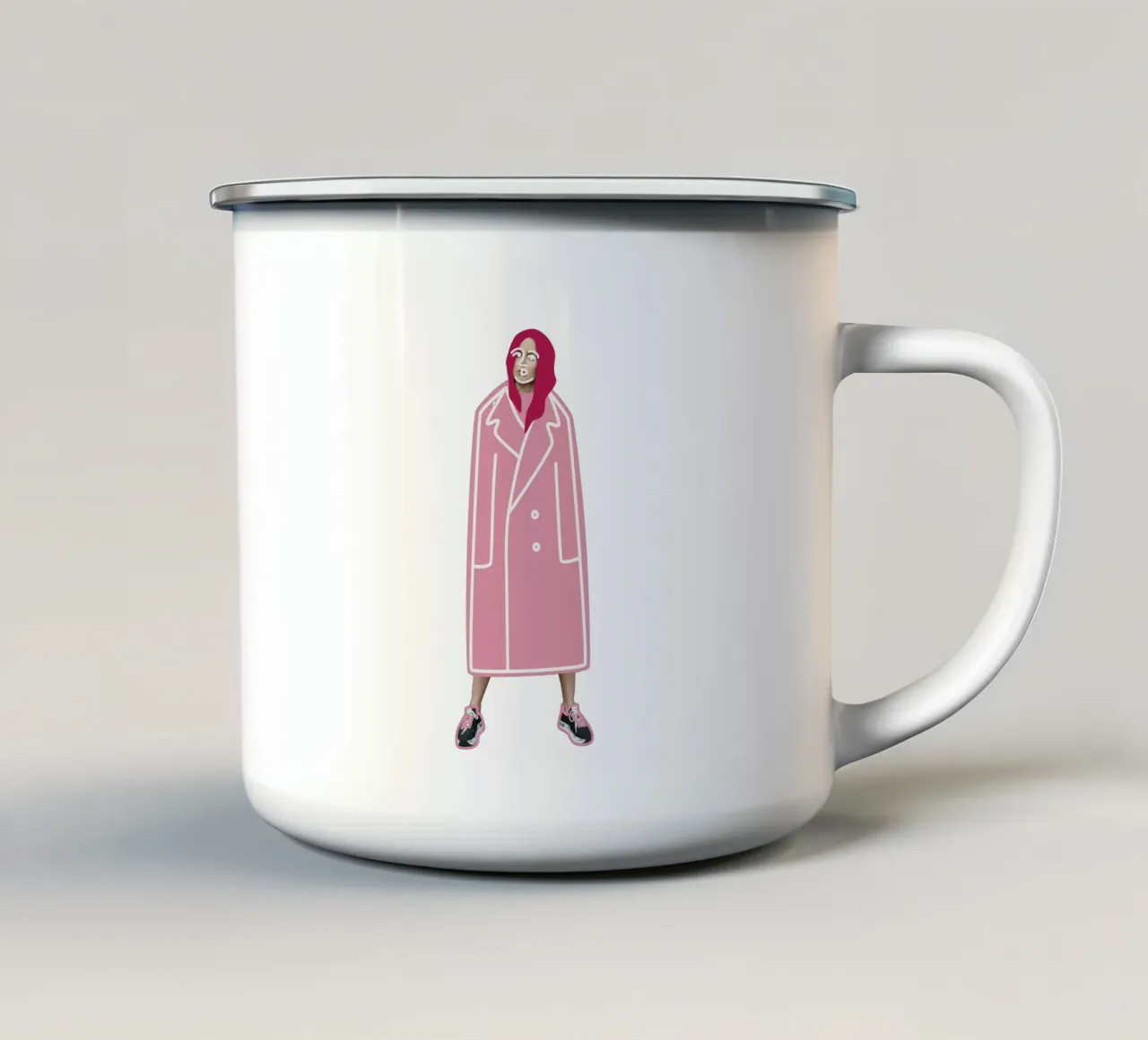 Cappotto rosa tazza in smalto da amini54