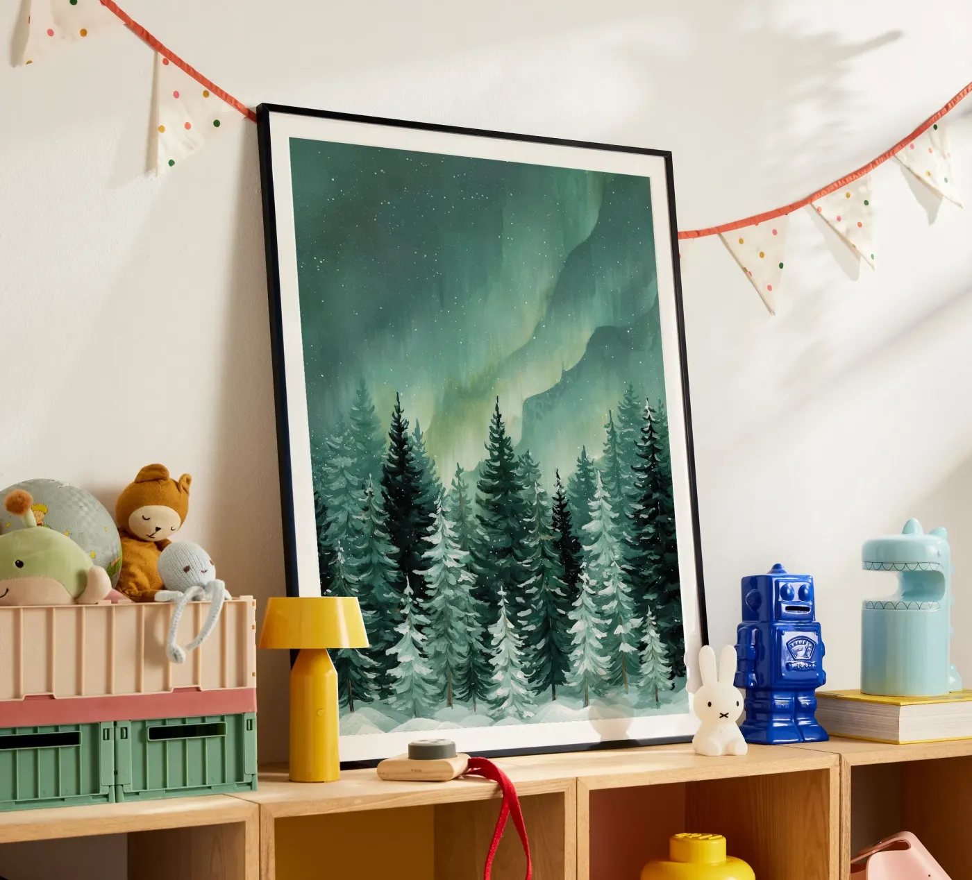 Aurora Over Pine Trees poster by LUMA