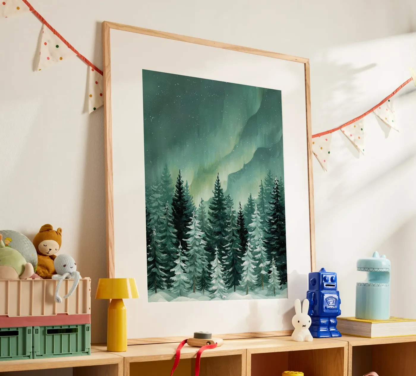 Aurora Over Pine Trees poster by LUMA