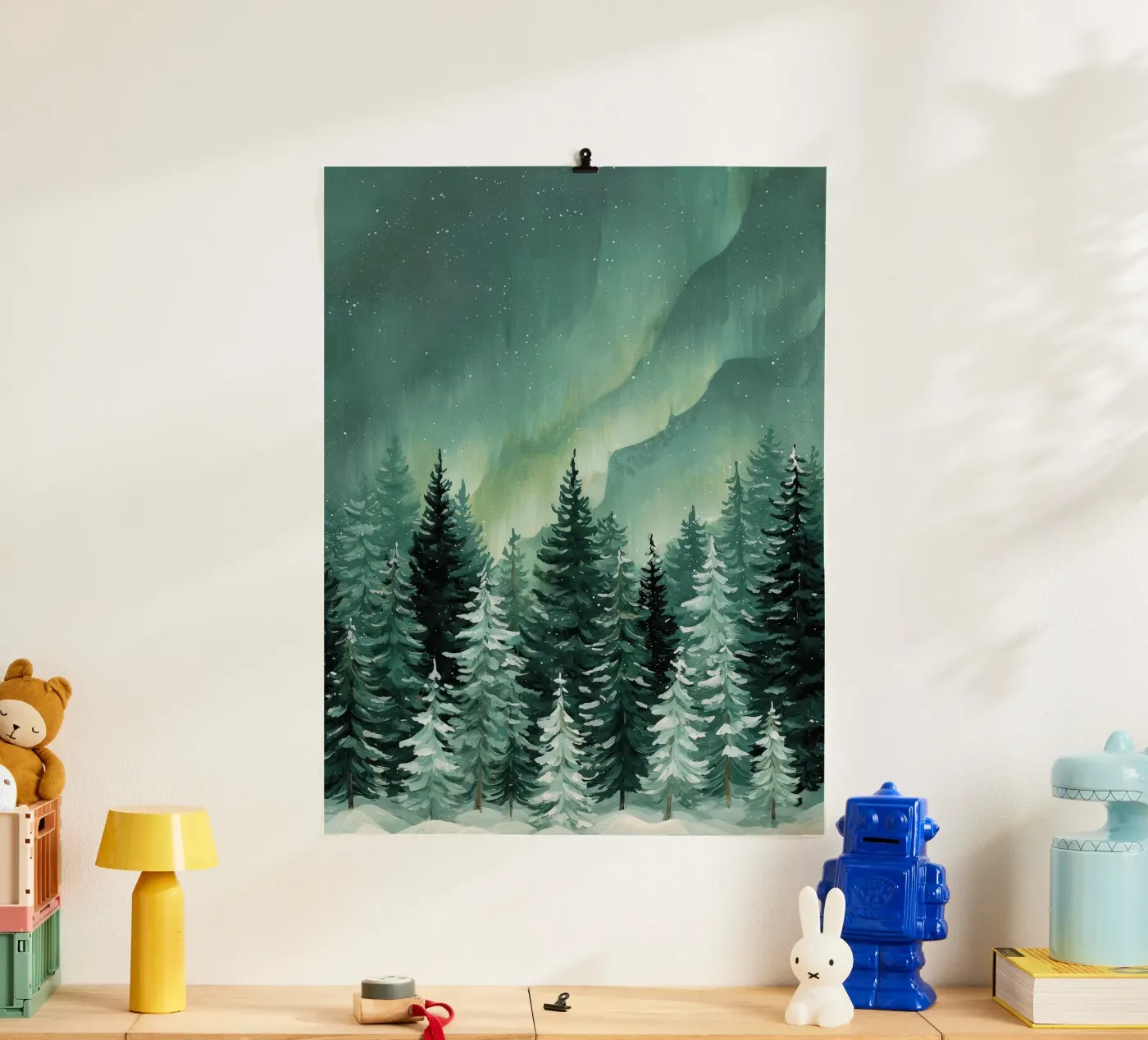Aurora Over Pine Trees poster by LUMA