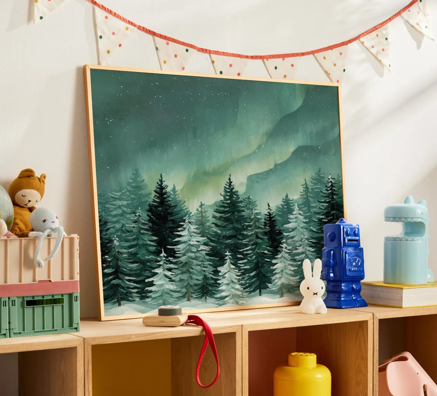 Aurora Over Pine Trees poster by LUMA