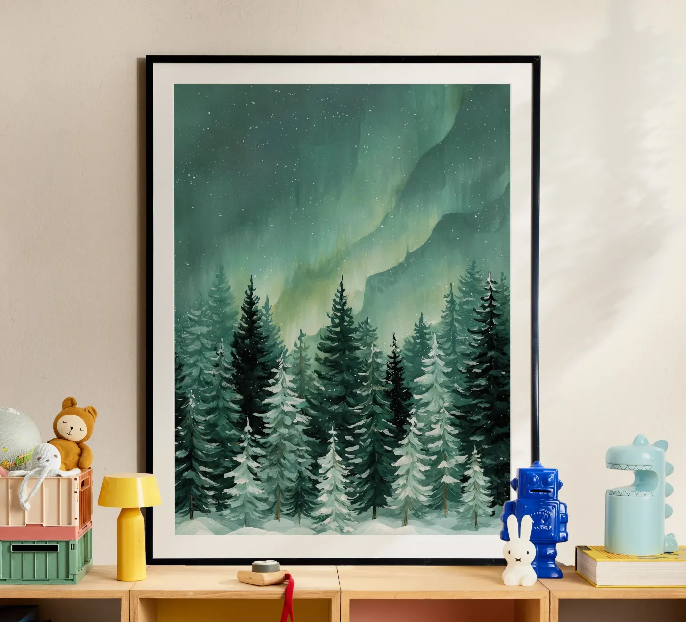 Aurora Over Pine Trees poster by LUMA