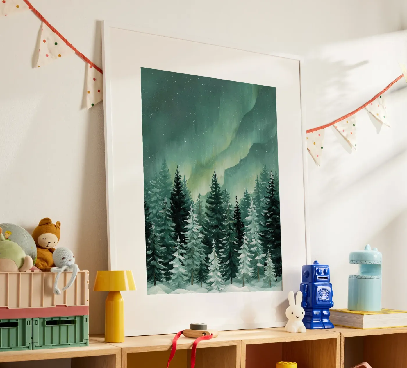 Aurora Over Pine Trees poster by LUMA