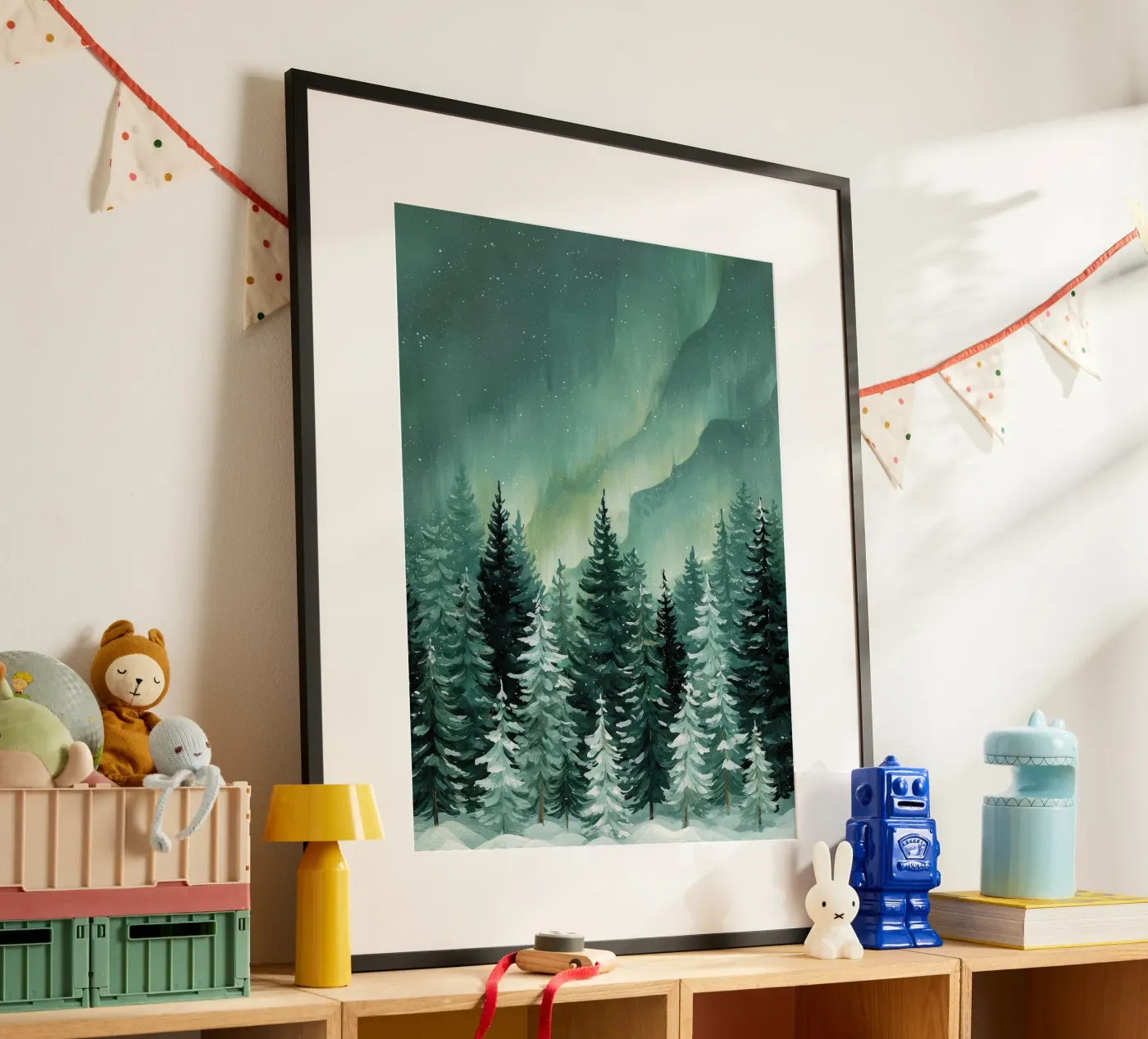 Aurora Over Pine Trees poster by LUMA