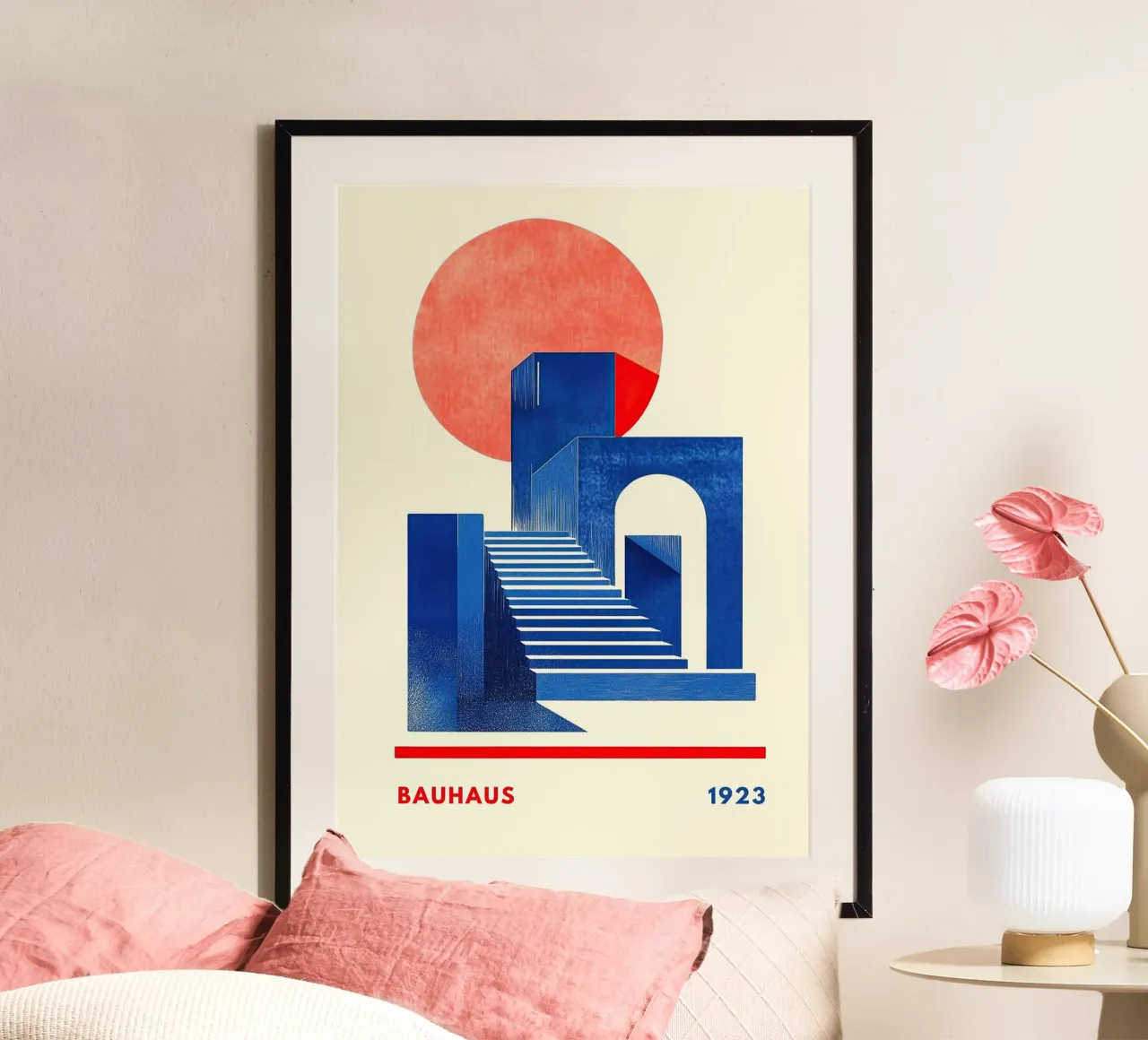 Bauhaus Architektur VI poster con telaio in alluminio da Nikis Art Studio
