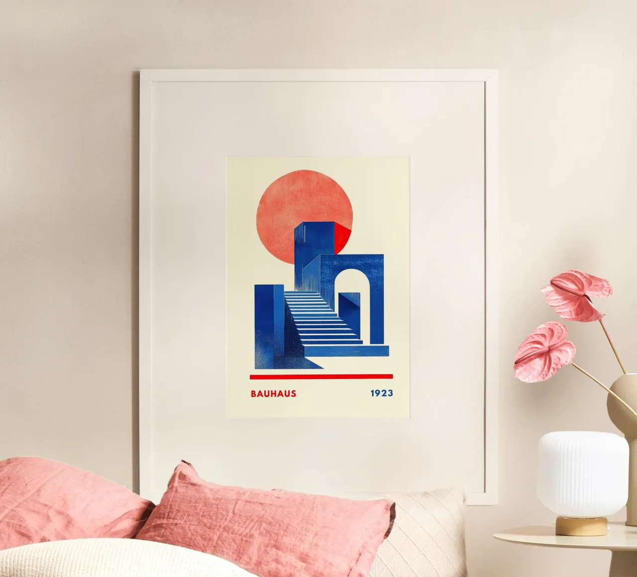 Bauhaus Architektur VI poster con telaio in alluminio da Nikis Art Studio
