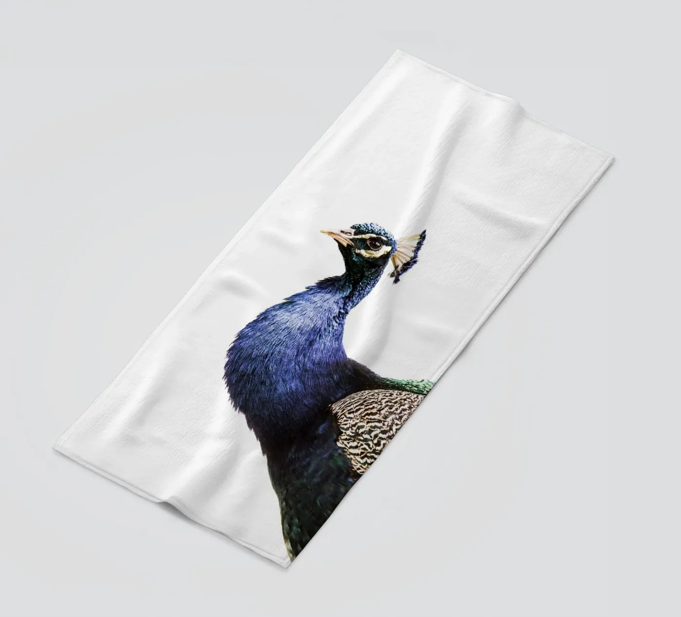 Blauwe pauw strandhanddoek van Victoria Frost
