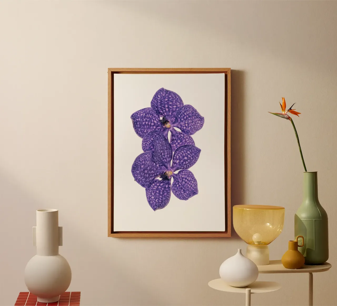The Allure of Purple Orchids canvas with Floater frame by Curious Collections by Marielle Leenders