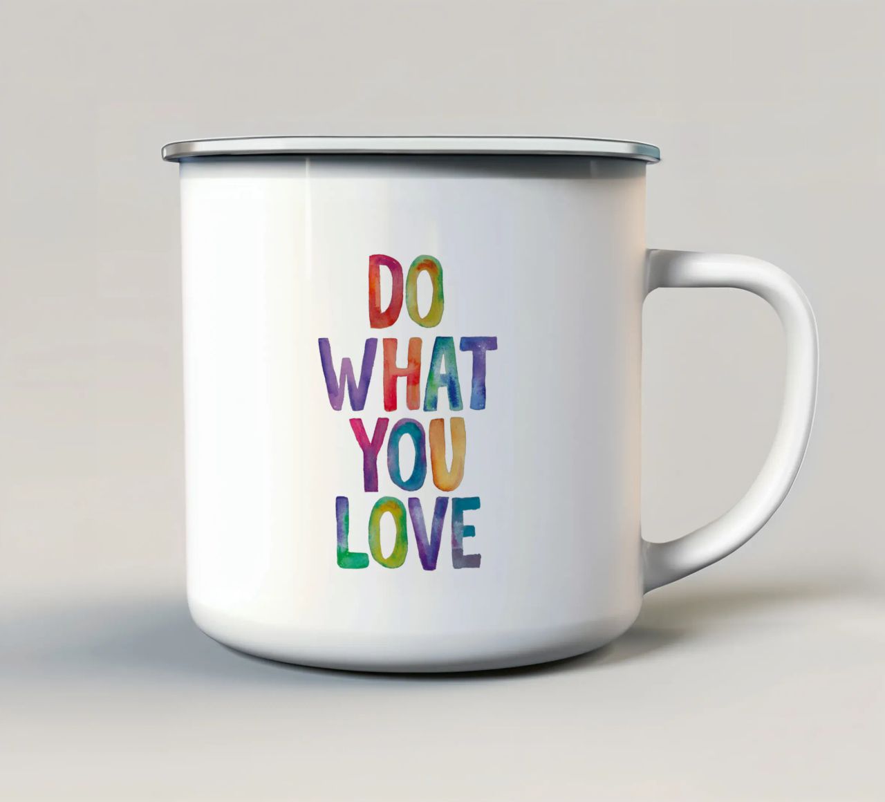 Tun Sie, was Sie lieben Emaille Tasse von THE MOTIVATED TYPE