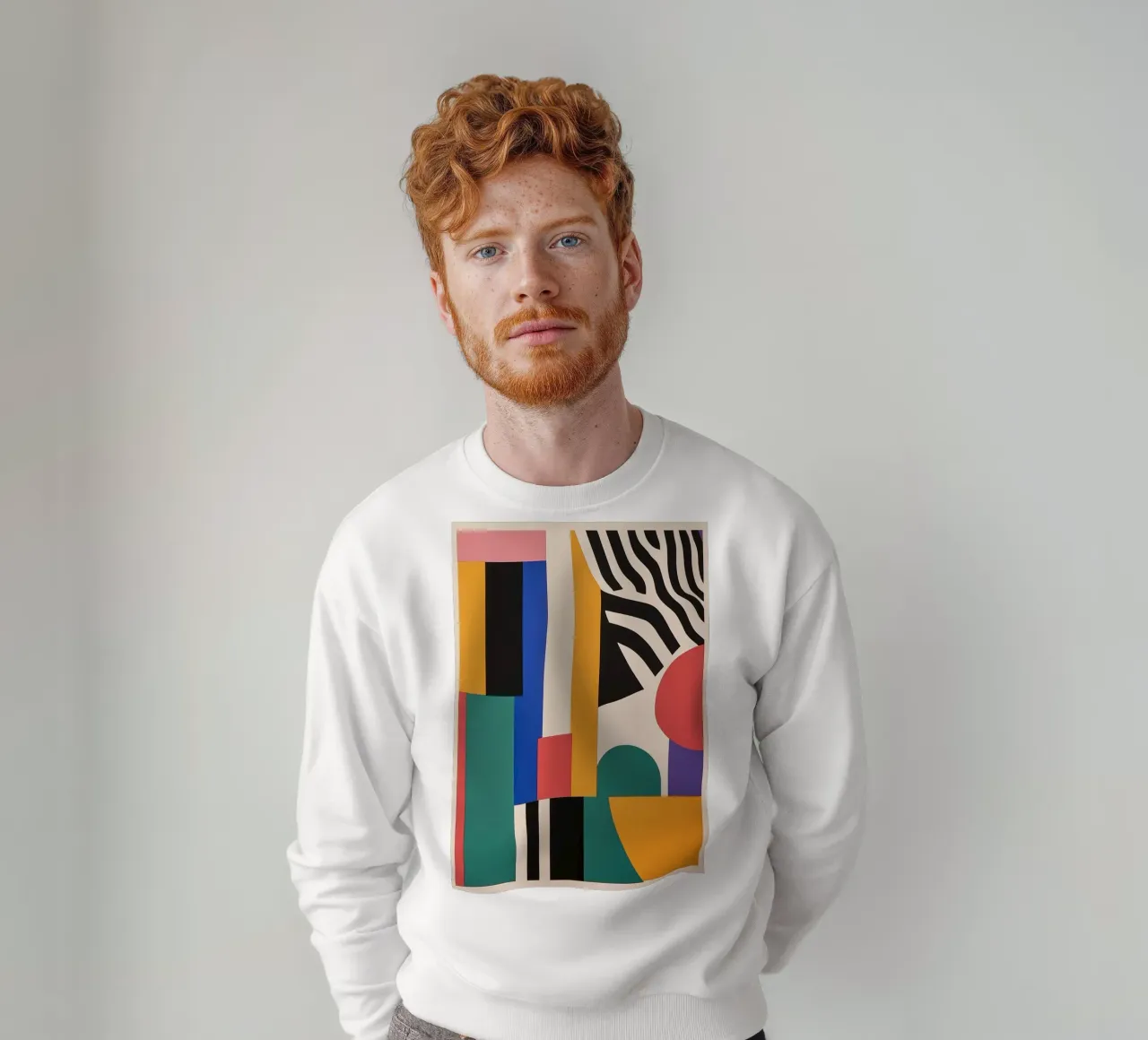 Design-Dynamik: Die Energie des Bauhaus Sweatshirt von Nikis Art Studio