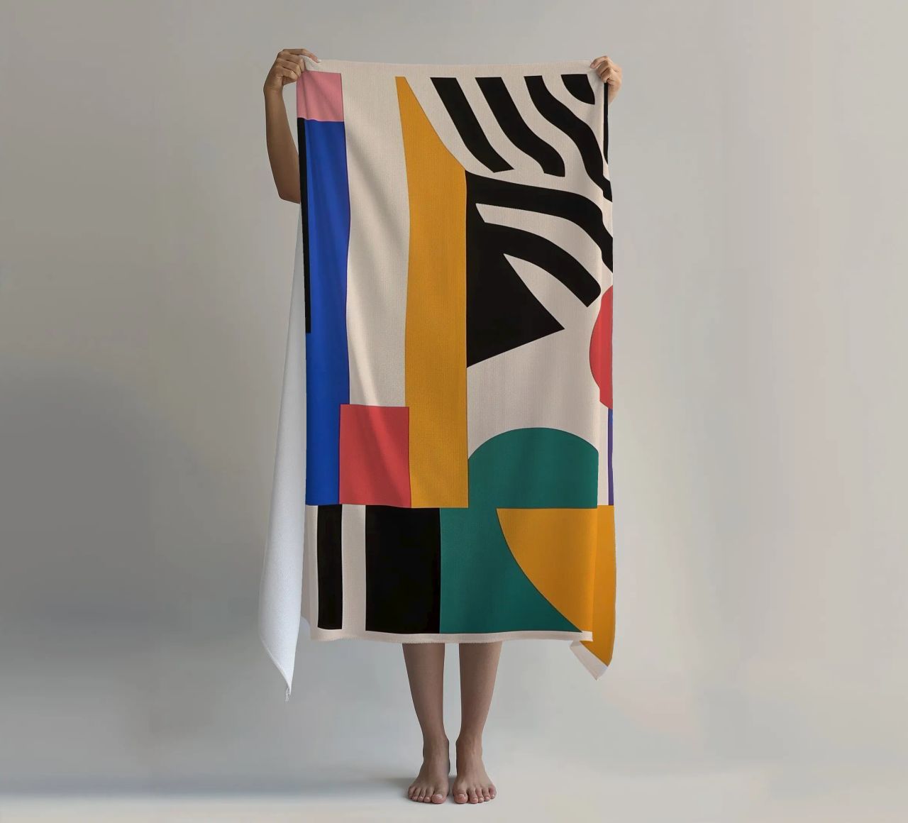 Design dynamics: the energy of the Bauhaus beach towel by Nikis Art Studio