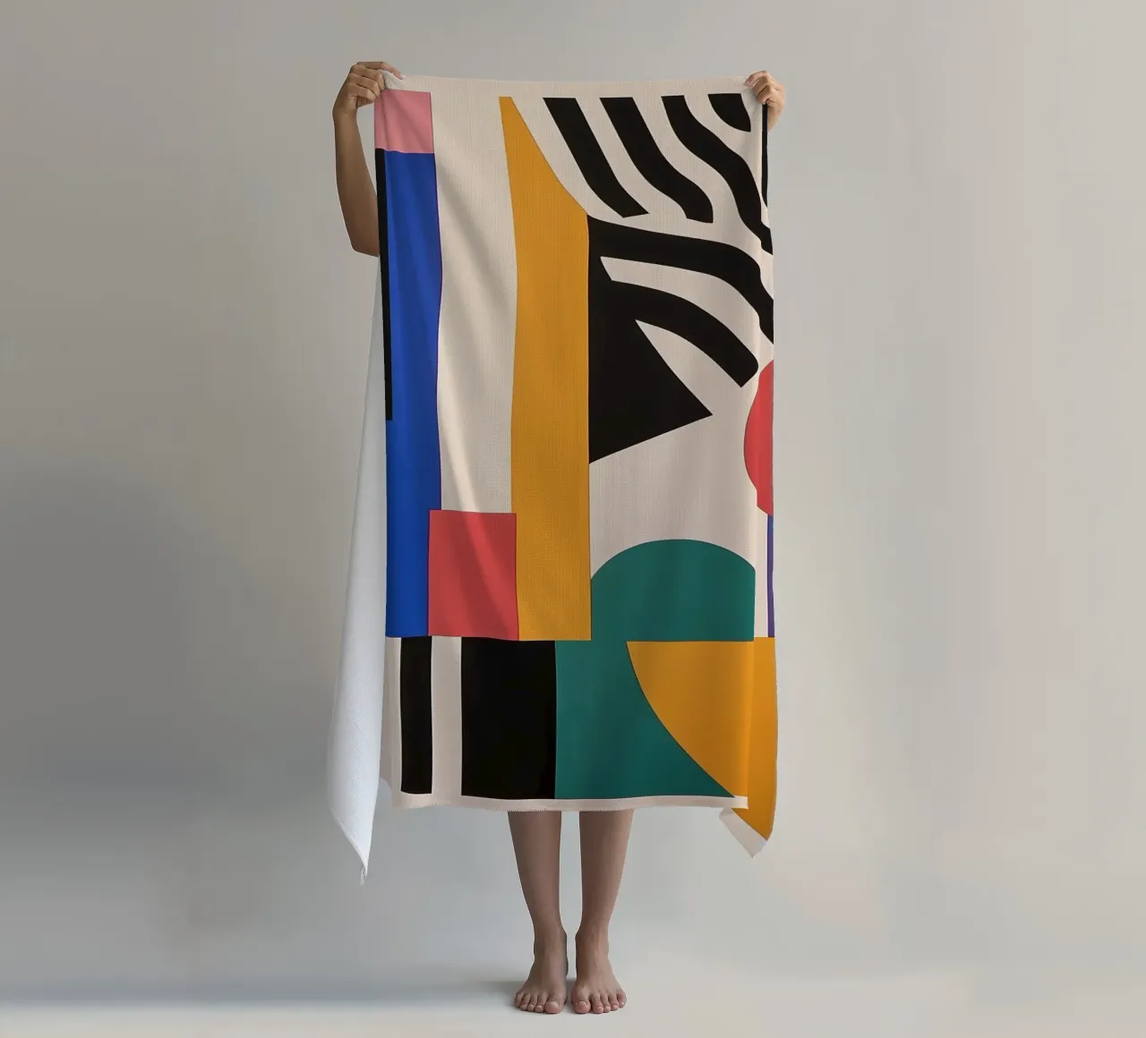 Design dynamics: the energy of the Bauhaus beach towel by Nikis Art Studio