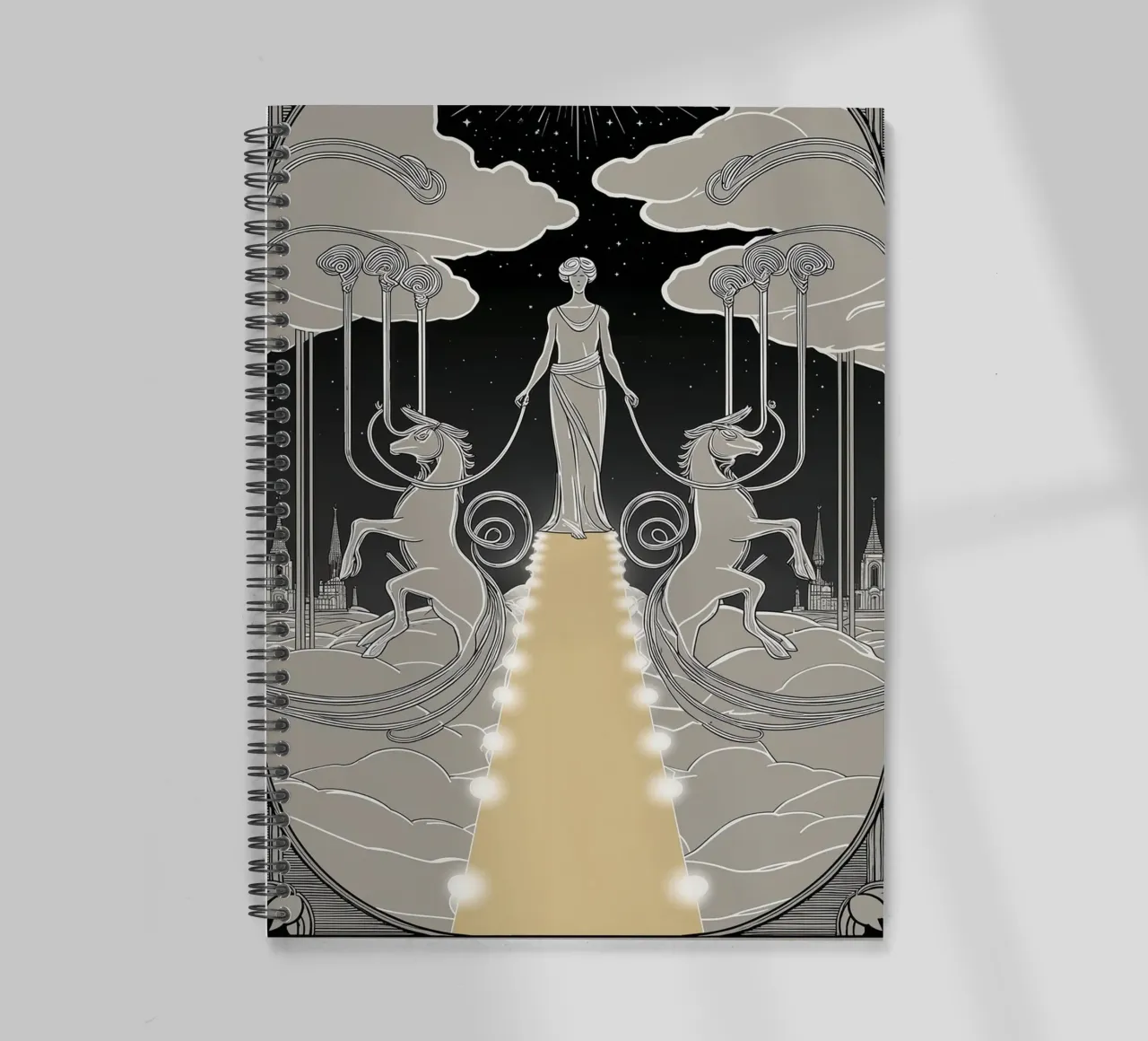 The Chariot – Mastering Control for Success spiral notebook by Mystique & Muse