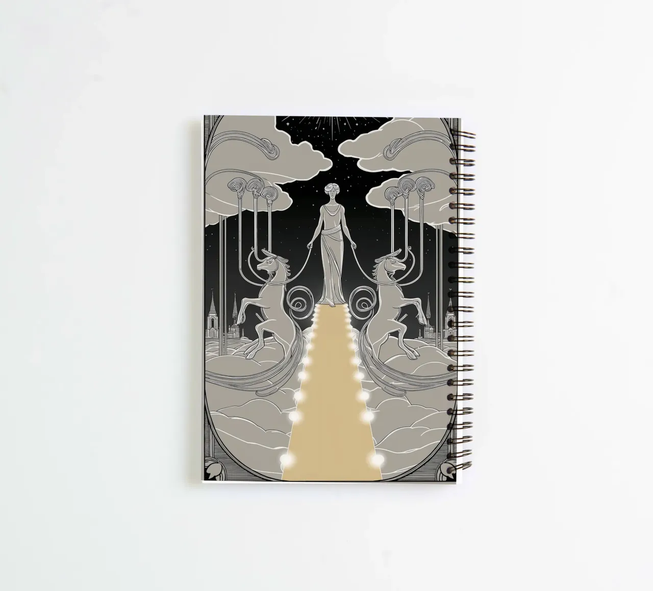 The Chariot – Mastering Control for Success spiral notebook by Mystique & Muse