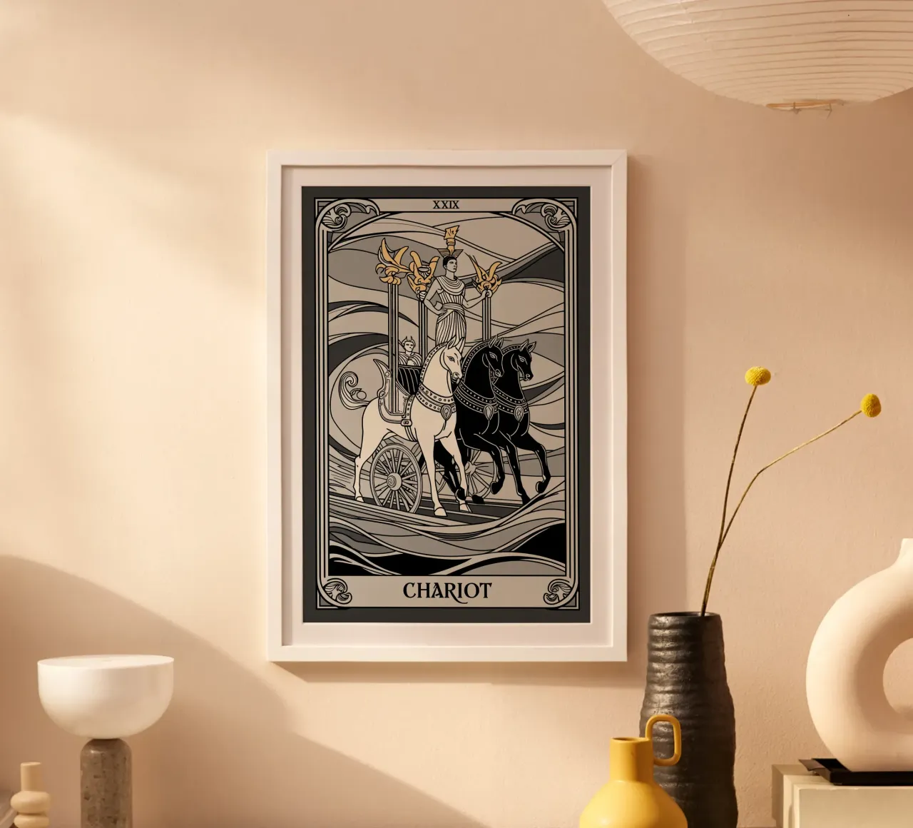 Il carro - Muoversi verso il trionfo con fiducia poster con telaio in plastica da Mystique & Muse