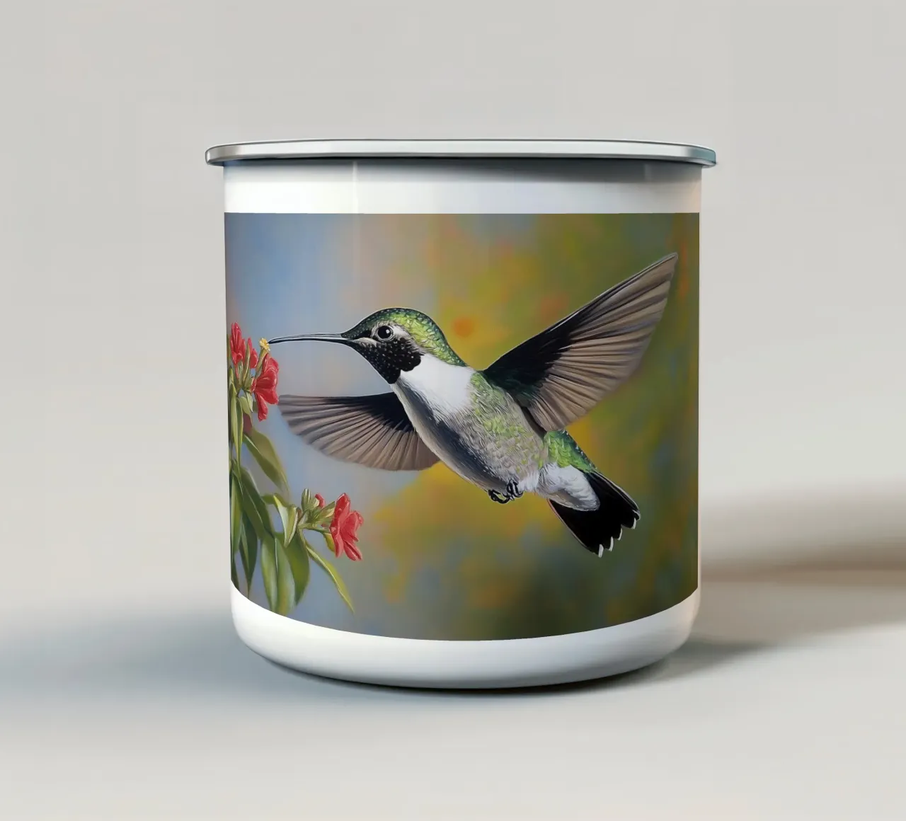 Magia dei fiori di colibrì tazza in smalto da Carinaprint