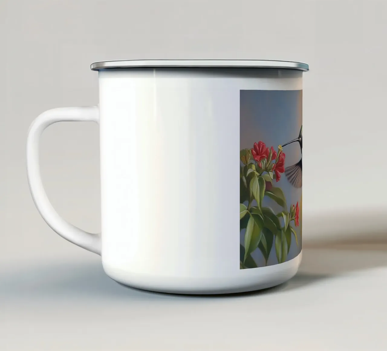 Magia dei fiori di colibrì tazza in smalto da Carinaprint