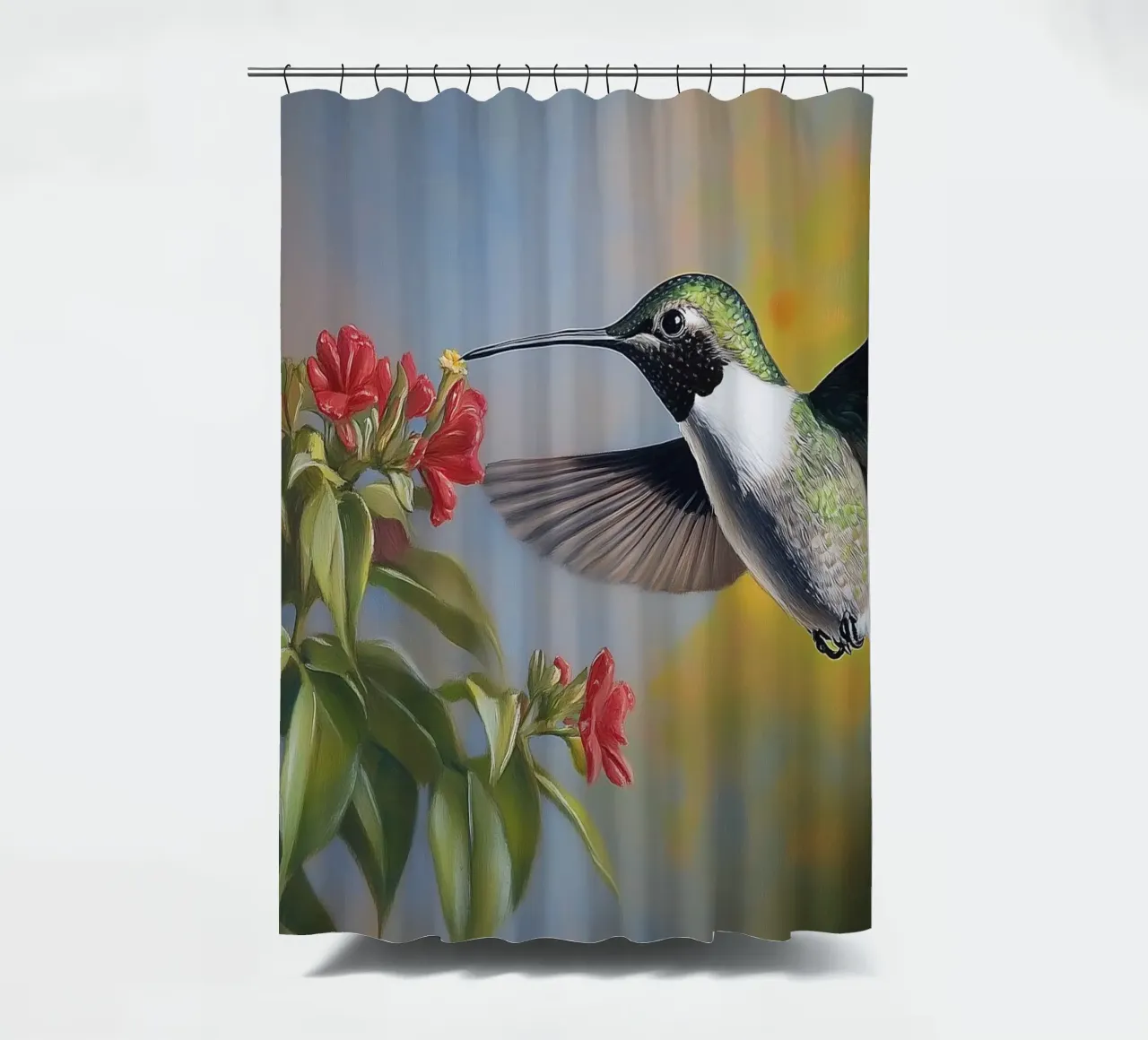 Kolibri Blütenzauber Duschvorhang von Carinaprint