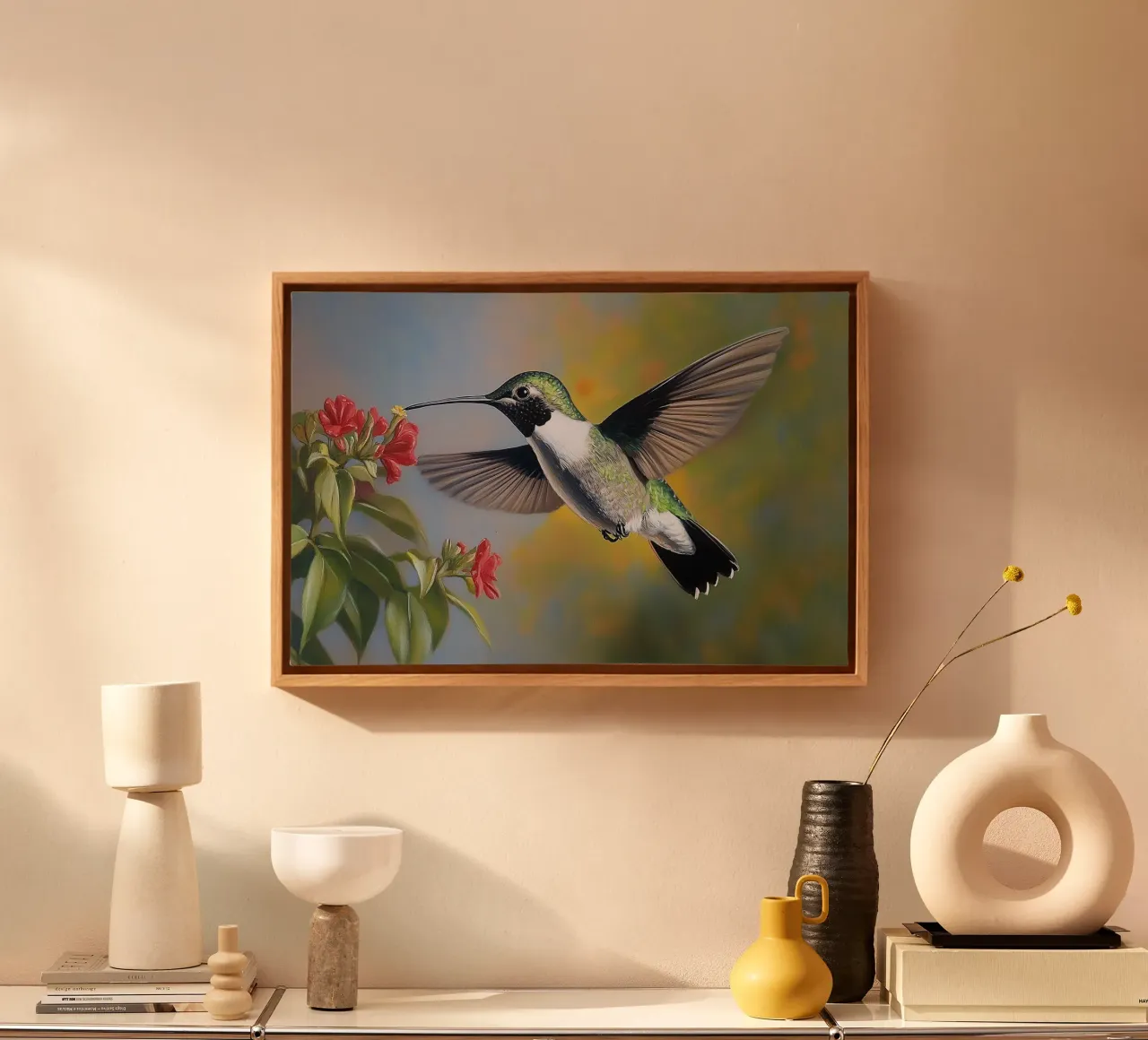 Magia dei fiori di colibrì tela con Cornice a cassetta da Carinaprint
