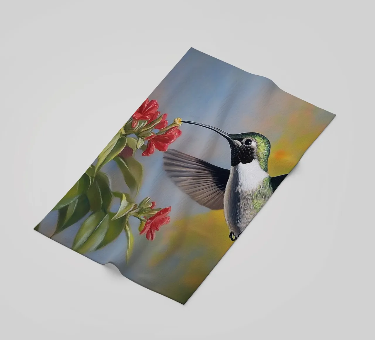 Magia dei fiori di colibrì telo mare da Carinaprint
